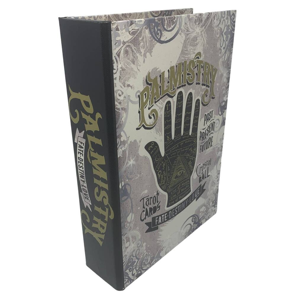 NWOT Halloween decor PALMISTRY spell book spellbook tabletop wood box - Picture 9 of 9